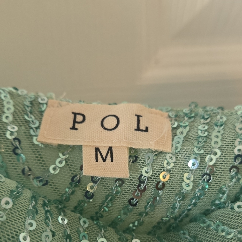 POL Mint Green Sequin Cowl Neck Camisole - Picture 2 of 4